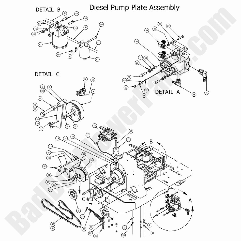1559 - Bad Boy Mower Parts Lookup > 2017 > Diesel - 1100cc > Pump Plate Assembly